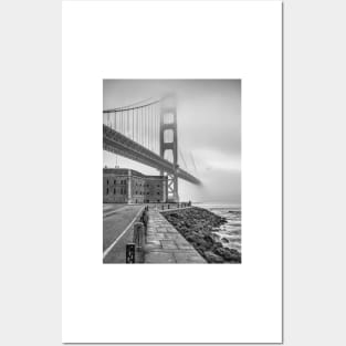 Golden Gate and Fort Point B+W Posters and Art